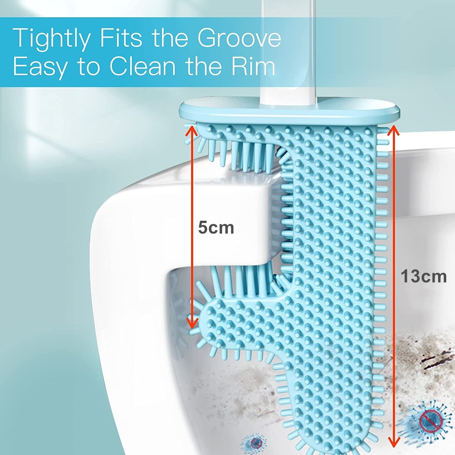 The BOOMJOY Silicone Toilet Brush features a Wall-Mounted Holder and Under-Rim Cleaning Head. Keep your toilet clean and hygienic. Available at Ezymall!-Cleaning Products-Ezymall AU