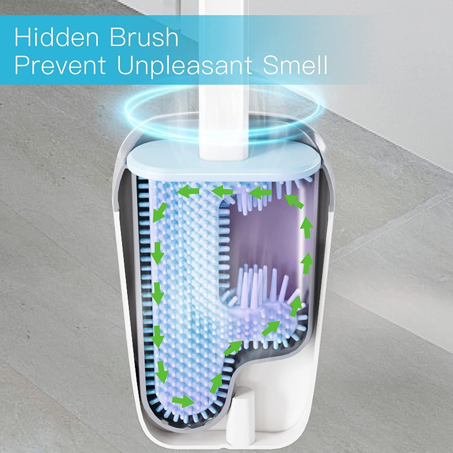 The BOOMJOY Silicone Toilet Brush features a Wall-Mounted Holder and Under-Rim Cleaning Head. Keep your toilet clean and hygienic. Available at Ezymall!-Cleaning Products-Ezymall AU