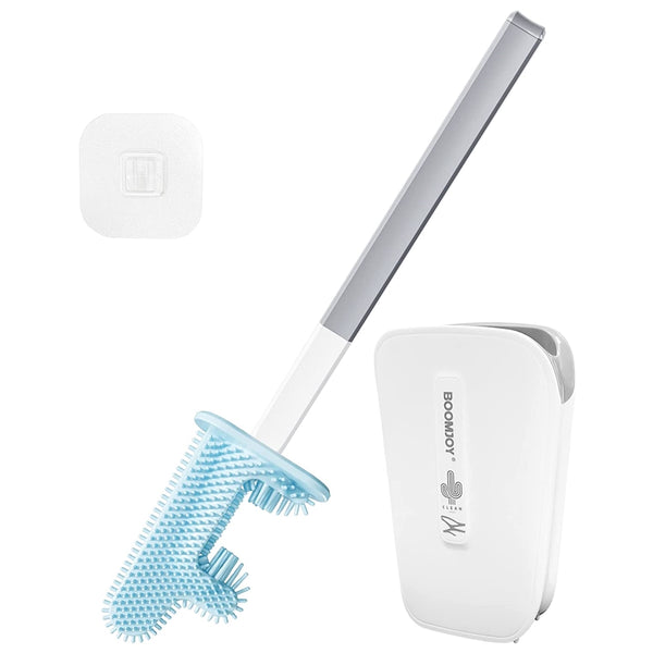 The BOOMJOY Silicone Toilet Brush features a Wall-Mounted Holder and Under-Rim Cleaning Head. Keep your toilet clean and hygienic. Available at Ezymall!-Cleaning Products-Ezymall AU