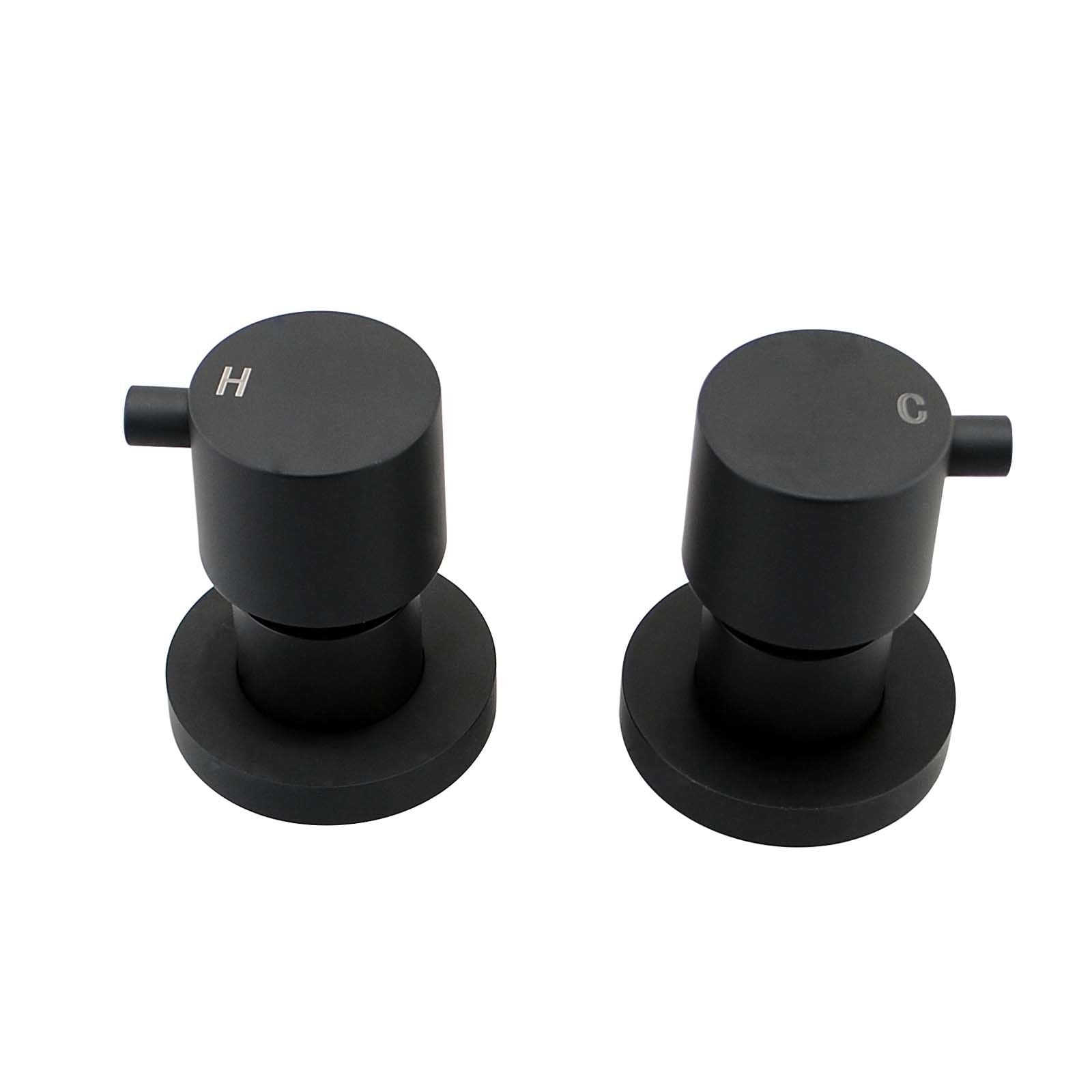 Enhance your bathroom with our sleek Black Brass Circle Wall Taps. This pair of stylish taps offers durability and a modern aesthetic. Upgrade your space today!-Wall Mixer-Ezymall AU