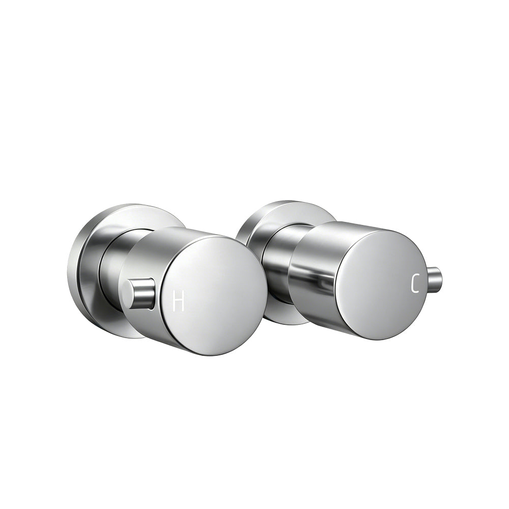 Upgrade your bathroom with our Brushed Nickel Brass Circle Wall Taps. This pair of stylish taps offers durability and a modern aesthetic. Shop now!-Wall Mixer-Ezymall AU