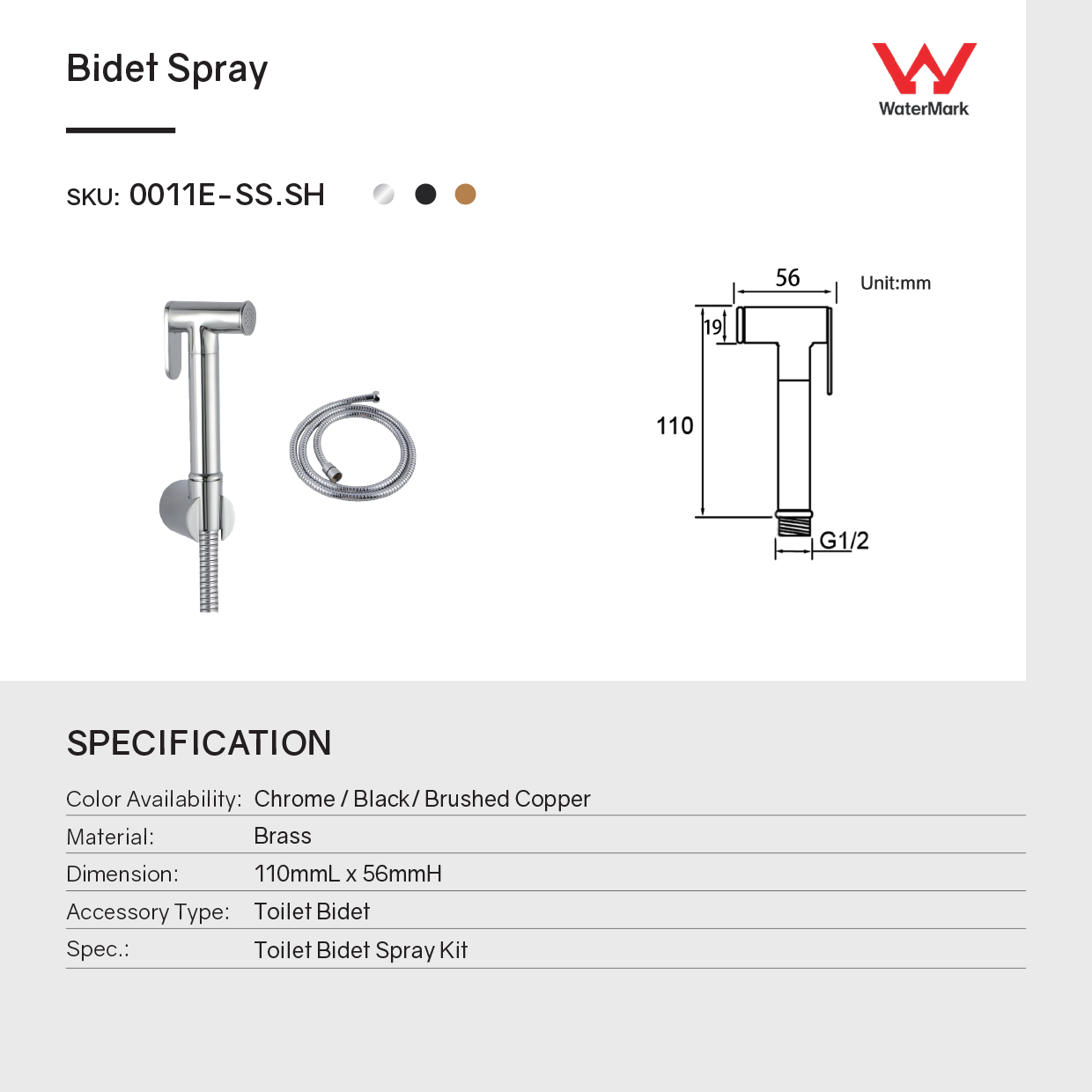 Premium brushed copper toilet bidet spray with durable ABS hand sprayer, 1.2m stainless steel hose and Australian Standard quality. Ideal for modern bathrooms.-Bidet-Ezymall AU
