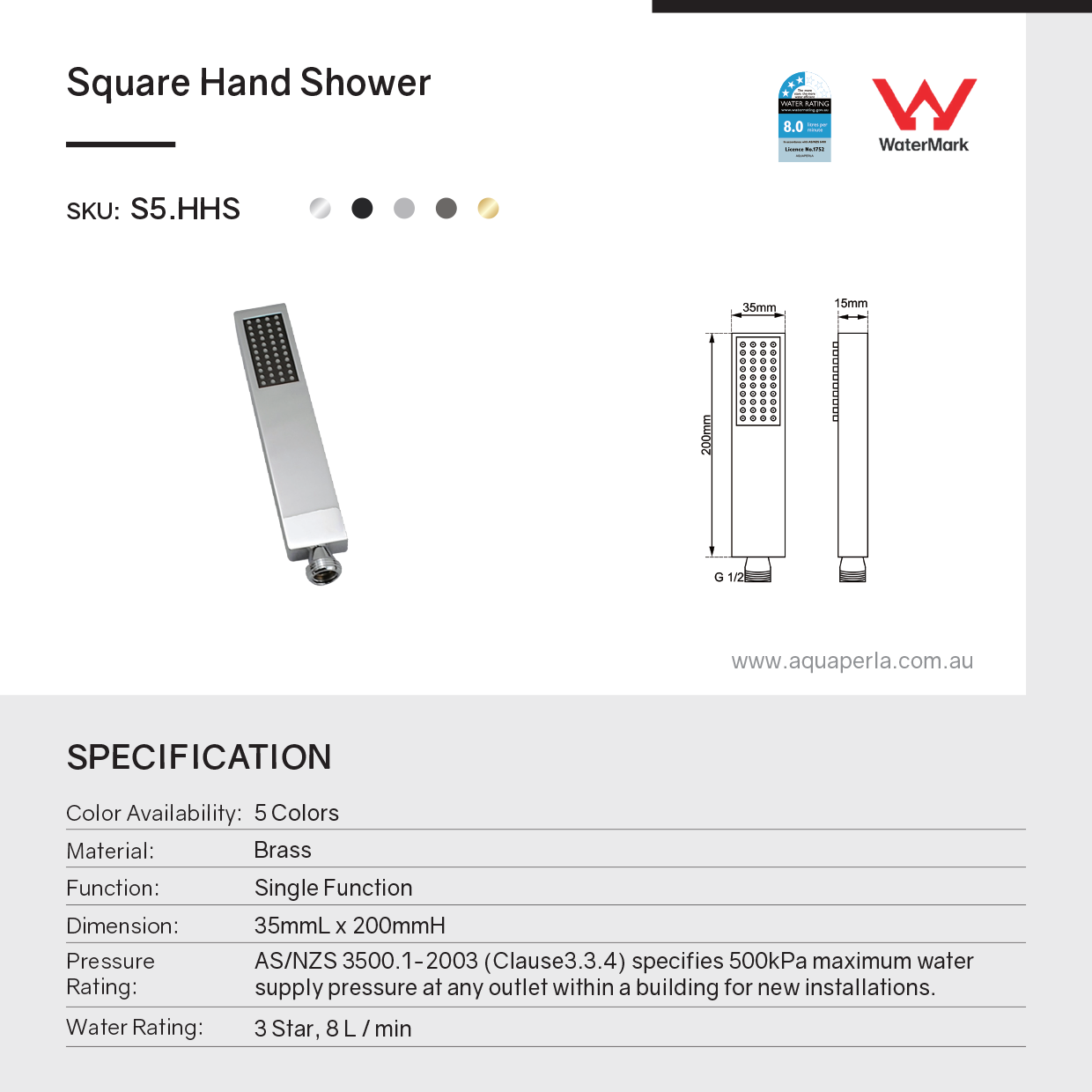 Experience a modern shower with our Brass Single Function Handheld Shower Head in Gunmetal Grey. Durable and stylish. Shop now at Ezymall for fast delivery!-Hand Held Shower Head-Ezymall AU