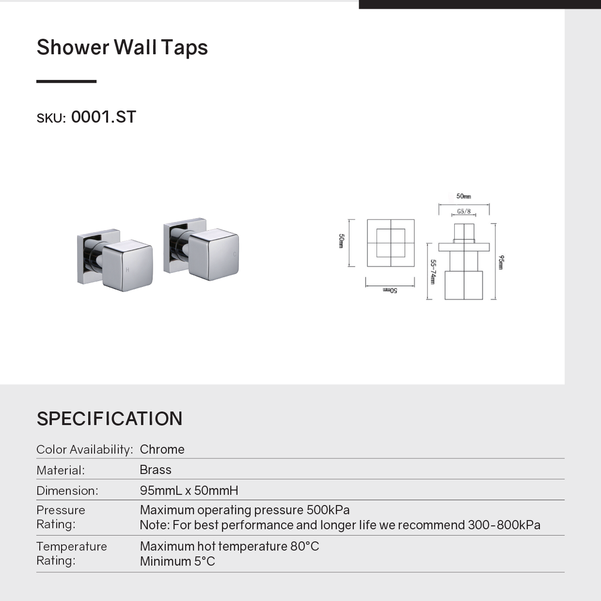 Upgrade your bathroom with this chrome silver square wall taps. Made from solid brass, this pair of taps offers durability and style. Ships fast across Australia.-Wall Mixer-Ezymall AU