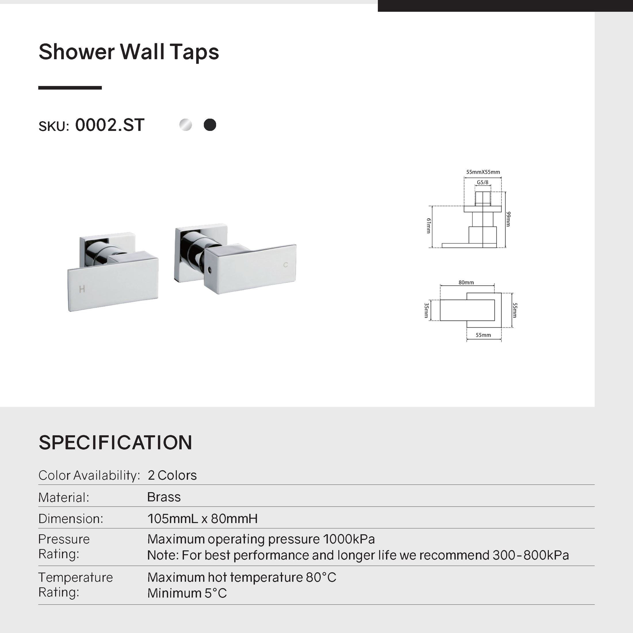 Enhance your bathroom with our sleek Black Brass Wall Taps. This pair of taps combines style and durability. Perfect for any modern bathroom. Shop now at Ezymall!-Wall Mixer-Ezymall AU