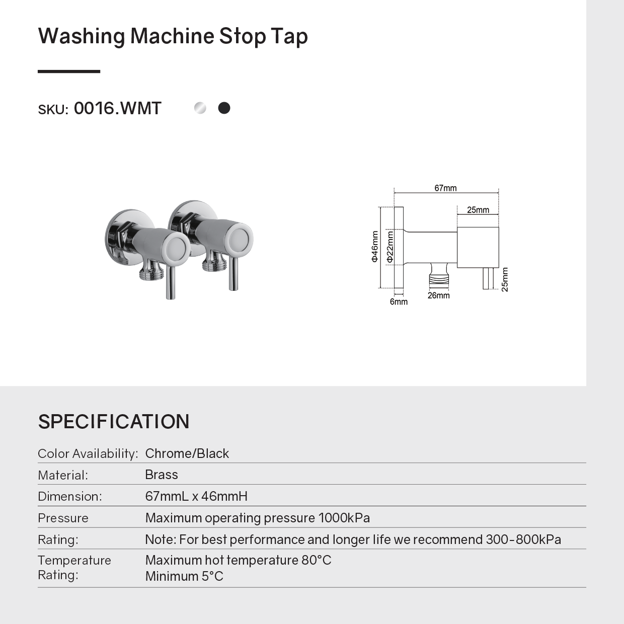 Get our Brass Washing Machine Taps (One Pair) in Chrome Silver. Durable, reliable, and easy to install. Perfect for your laundry needs. Shop now!-Washing Machine Taps-Ezymall AU