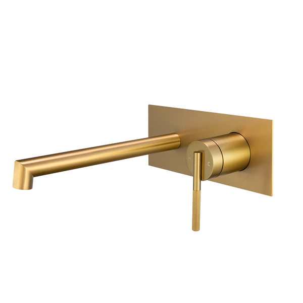 Upgrade your bathroom with the CADDENCE wall spout mixer in solid brass with brushed brass gold finish. Modern design and durable construction. Shop now!-Spout Mixer-Ezymall AU