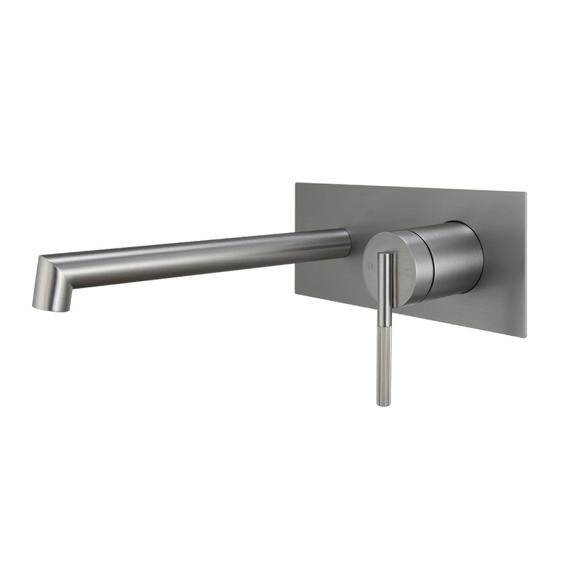 Upgrade your bathroom with the CADDENCE wall spout mixer in solid brass with brushed nickel silver finish. Modern design and durable construction. Shop now!-Spout Mixer-Ezymall AU