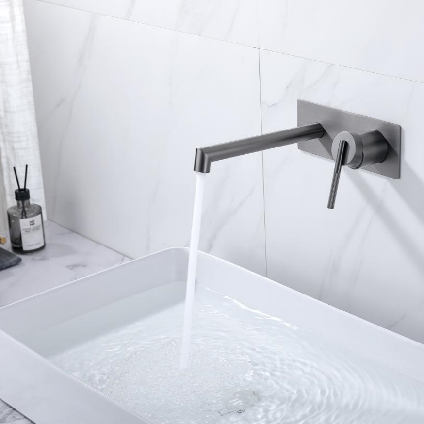 Upgrade your bathroom with the CADDENCE wall spout mixer in solid brass with gunmetal grey finish. Modern design and durable construction. Shop now!-Spout Mixer-Ezymall AU