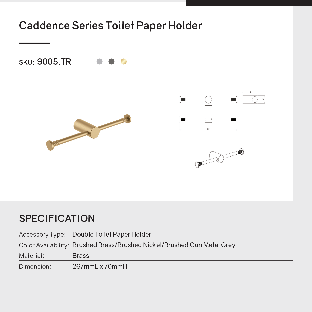 Keep your bathroom organized with the CADDENCE double toilet paper holder in gunmetal grey stainless steel. This stylish and durable holder provides convenient access to toilet paper.-Toilet Paper Holder-Ezymall AU