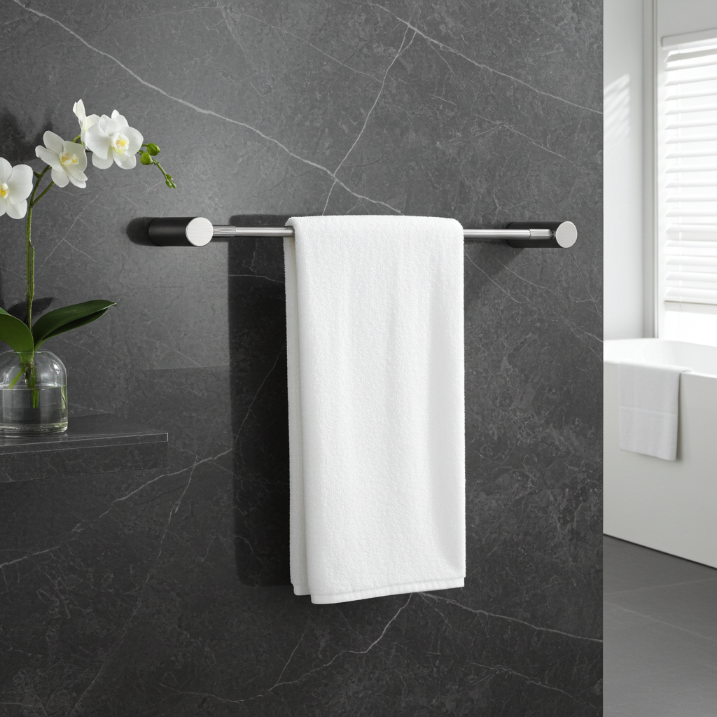 Organize your bathroom with the CADDENCE double towel rail in brushed nickel silver brass, 600mm. This durable and stylish rail provides ample space for your towels, enhancing your bathroom decor.-Towel Rail-Ezymall AU
