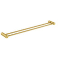 Load image into Gallery viewer, Add a touch of elegance to your bathroom with the CADDENCE double towel rail in brushed brass gold brass, 800mm. This durable and stylish rail provides ample space for your towels.-Towel Rail-Ezymall AU
