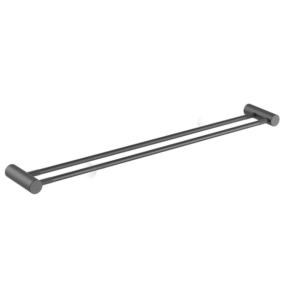 Maximize your bathroom space with the CADDENCE double towel rail in gunmetal grey brass, 800mm. This sturdy and stylish rail offers ample room for towels, combining practicality with modern design.-Towel Rail-Ezymall AU