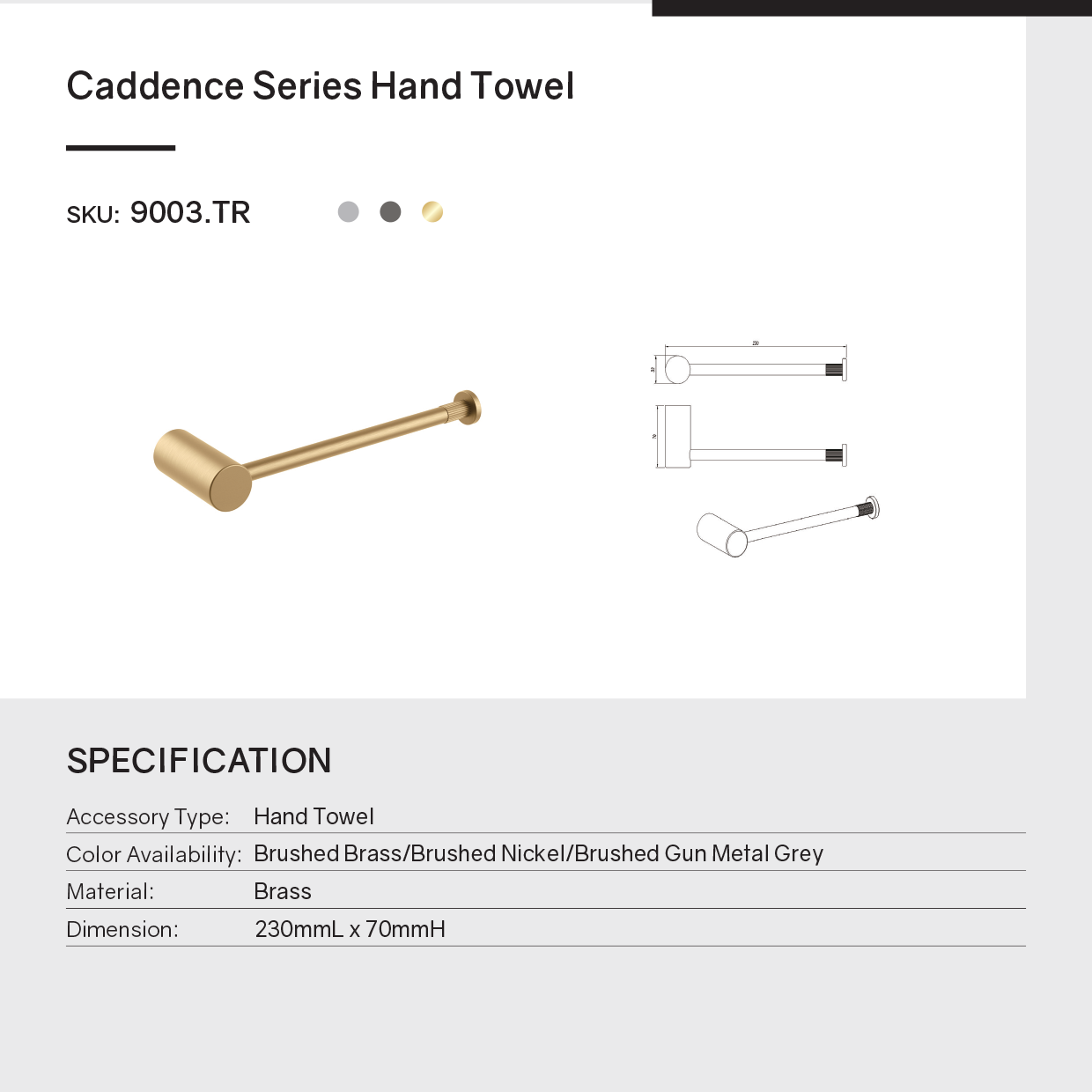 Keep your hand towels organized with the CADDENCE hand towel rail in gunmetal grey. Made from stainless steel, this rail offers durability and a modern aesthetic. Perfect for any bathroom. Shop now!-Hand Towel Rail-Ezymall AU