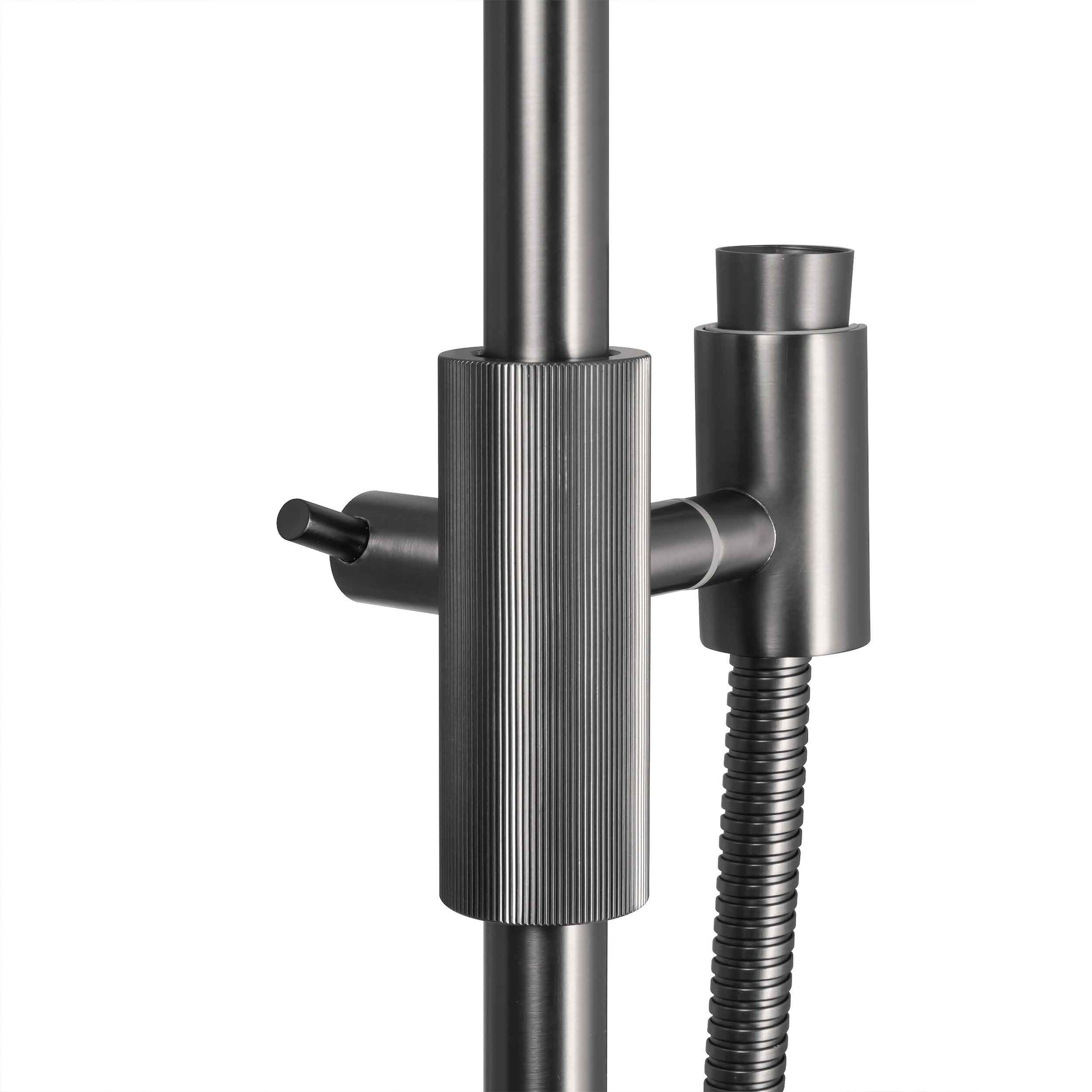 Upgrade your shower with the CADDENCE Shower Rail in stainless steel with a gunmetal grey finish. This rail combines durability with a modern aesthetic, enhancing your showering experience.-Shower Rail-Ezymall AU