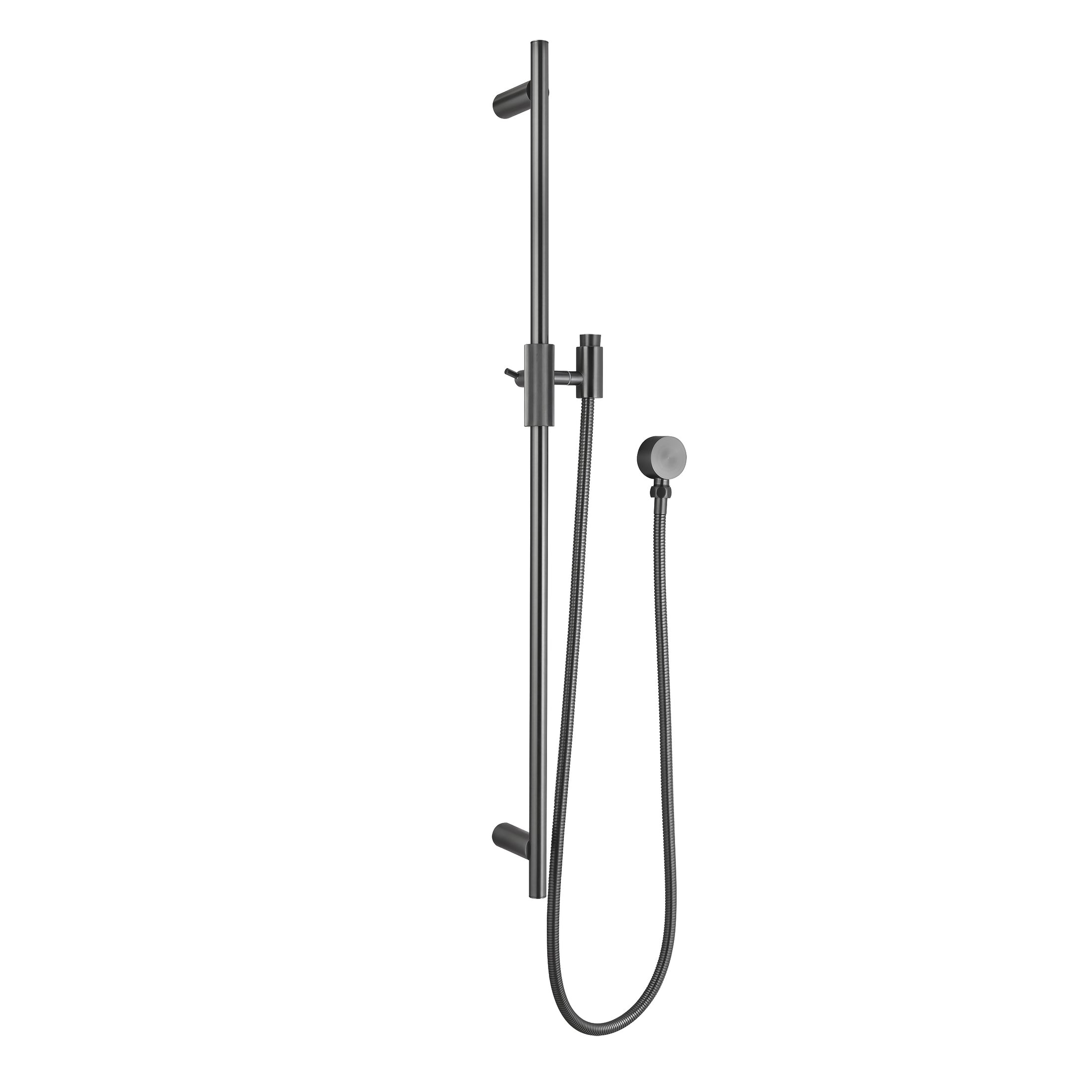 Upgrade your shower with the CADDENCE Shower Rail in stainless steel with a gunmetal grey finish. This rail combines durability with a modern aesthetic, enhancing your showering experience.-Shower Rail-Ezymall AU