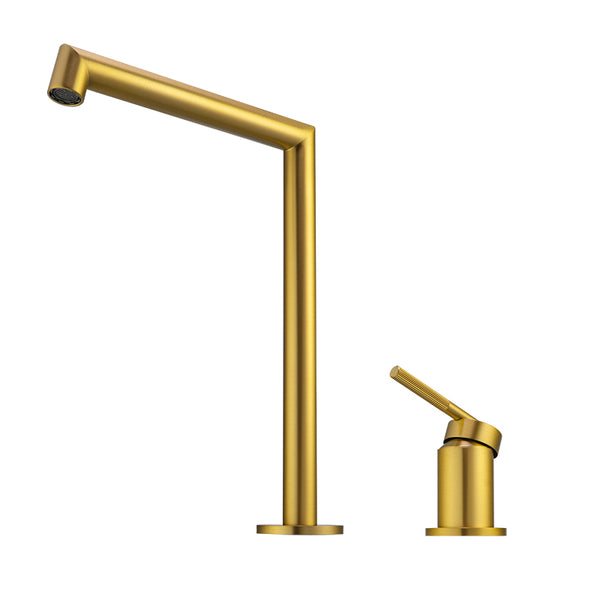 Buy CADDENCE Split Type Basin Mixer in Solid Brass with Brushed Brass Gold finish. Modern design and durable construction. Shop now!-Basin Mixer-Ezymall AU