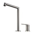 Load image into Gallery viewer, Enhance your basin with the CADDENCE Split Type Basin Mixer in Brushed Nickel Silver. Made from solid brass, this mixer combines durability with a sleek, modern design.-Basin Mixer-Ezymall AU
