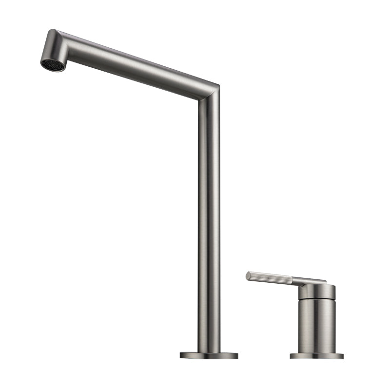 Enhance your basin with the CADDENCE Split Type Basin Mixer in Brushed Nickel Silver. Made from solid brass, this mixer combines durability with a sleek, modern design.-Basin Mixer-Ezymall AU