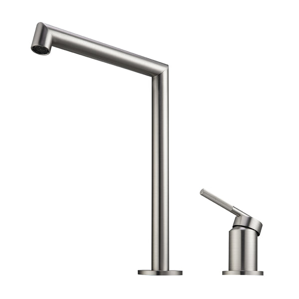 Enhance your basin with the CADDENCE Split Type Basin Mixer in Brushed Nickel Silver. Made from solid brass, this mixer combines durability with a sleek, modern design.-Basin Mixer-Ezymall AU