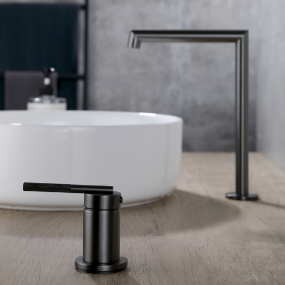 Buy CADDENCE Split Type Basin Mixer in Solid Brass with Gunmetal Grey finish. Modern design and durable construction. Upgrade your basin today!-Basin Mixer-Ezymall AU
