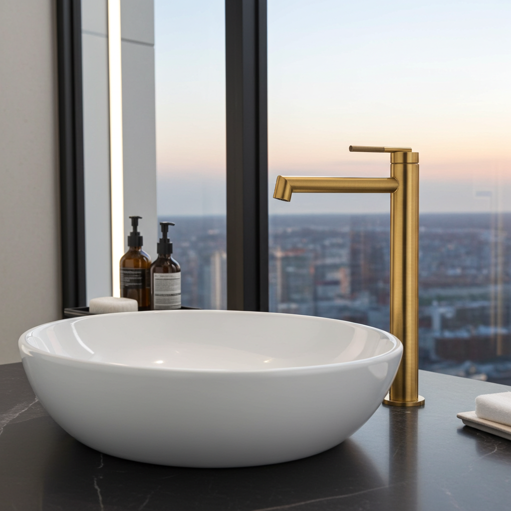 Upgrade your bathroom with the CADDENCE tall basin mixer in solid brass with brushed brass gold finish. Modern design and durable construction. Shop now!-Basin Mixer-Ezymall AU