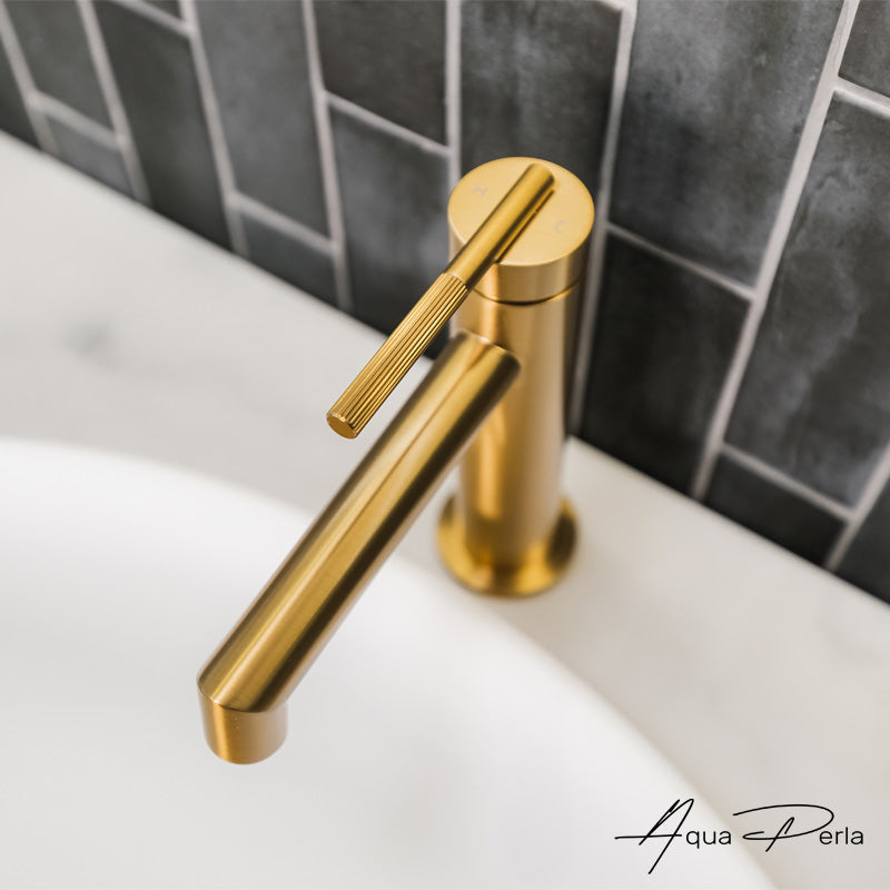 Upgrade your bathroom with the CADDENCE tall basin mixer in solid brass with brushed brass gold finish. Modern design and durable construction. Shop now!-Basin Mixer-Ezymall AU