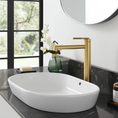 Load image into Gallery viewer, Upgrade your bathroom with the CADDENCE tall basin mixer in solid brass with brushed brass gold finish. Modern design and durable construction. Shop now!-Basin Mixer-Ezymall AU
