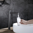 Load image into Gallery viewer, Enhance your basin with the CADDENCE Tall Basin Mixer. Constructed from solid brass with a gunmetal grey finish. This stylish mixer adds a touch of elegance to any bathroom, combining durability with modern design.-Basin Mixer-Ezymall AU
