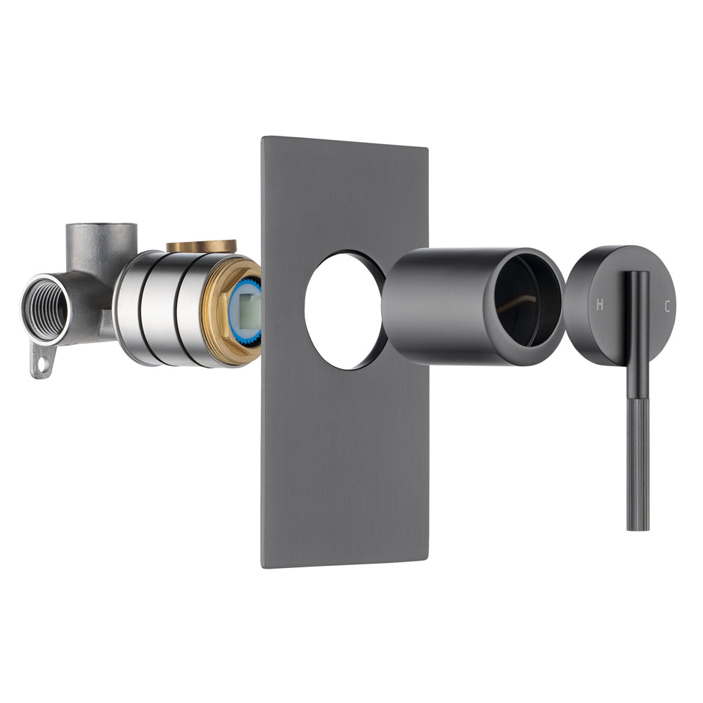 Upgrade your bathroom with the CADDENCE wall mixer in solid brass with gunmetal grey finish. Modern design and durable construction. Shop now!-Wall Mixer-Ezymall AU