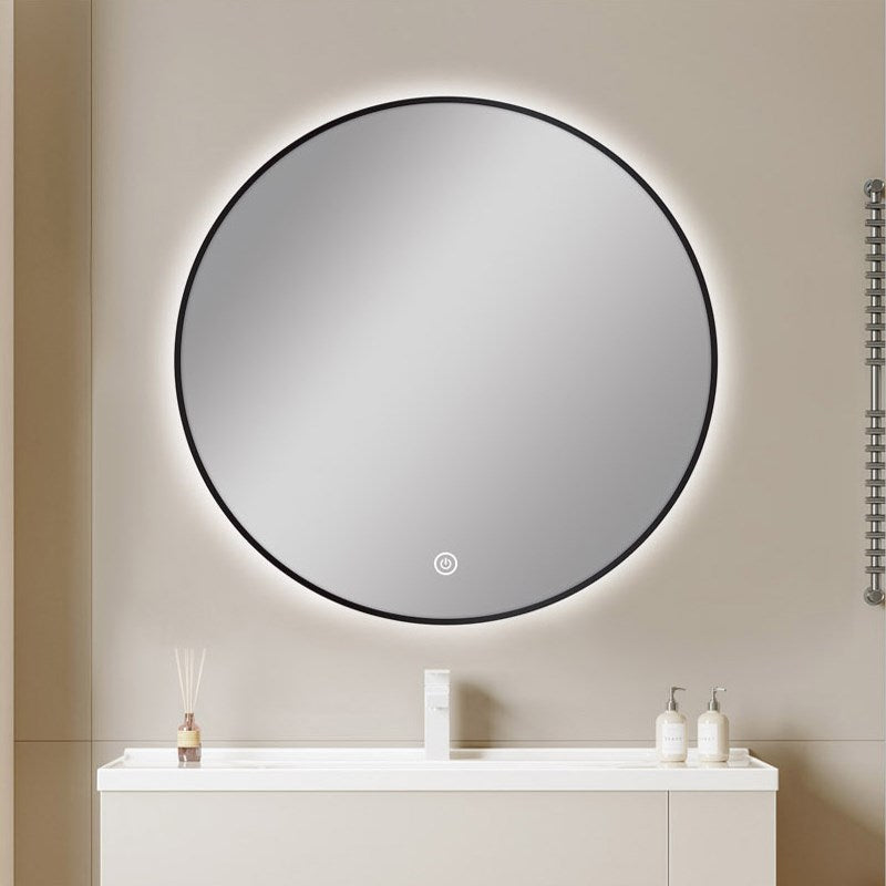 750mm Carysil LED bathroom mirror with black frame, Samsung LED lighting, touch sensor, anti-fog defogger and adjustable 3000K–6000K lighting.-LED Mirror-Ezymall AU