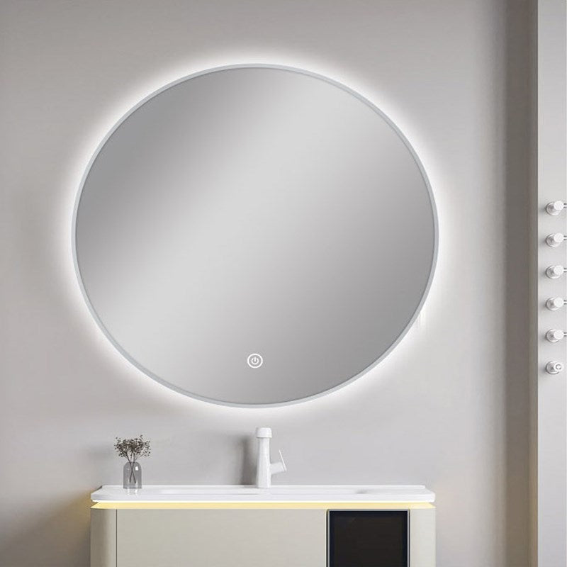 750mm Carysil LED bathroom mirror with brushed nickel frame, Samsung LED lighting, touch sensor, anti-fog defogger and adjustable 3000K–6000K lighting.-LED Mirror-Ezymall AU