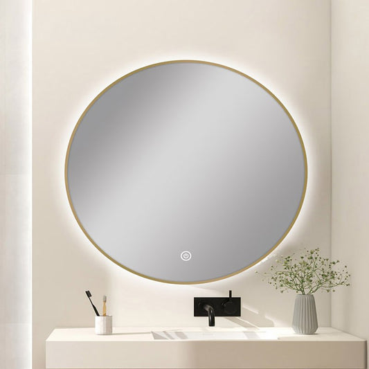 Carysil 750mm Round LED Bathroom Mirror - Gold Framed