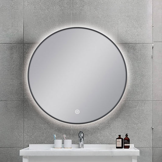 Carysil 750mm Round LED Bathroom Mirror - Gunmetal Framed