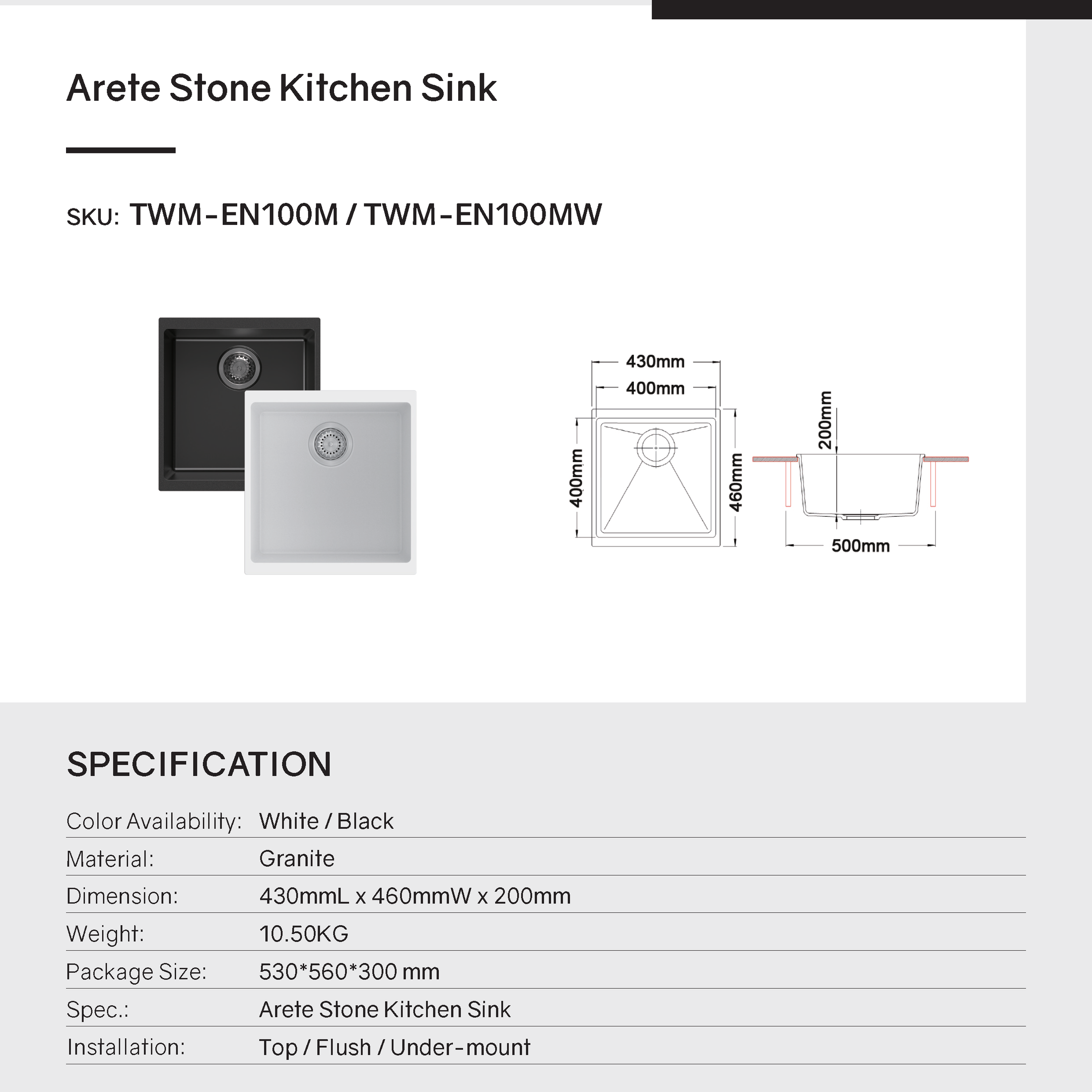 The Carysil Enigma White Granite Stone Sink offers a modern look. Measuring 430x460x200mm, this single bowl sink is a stylish and durable addition to your kitchen. Shop now!-Kitchen Sink-Ezymall AU