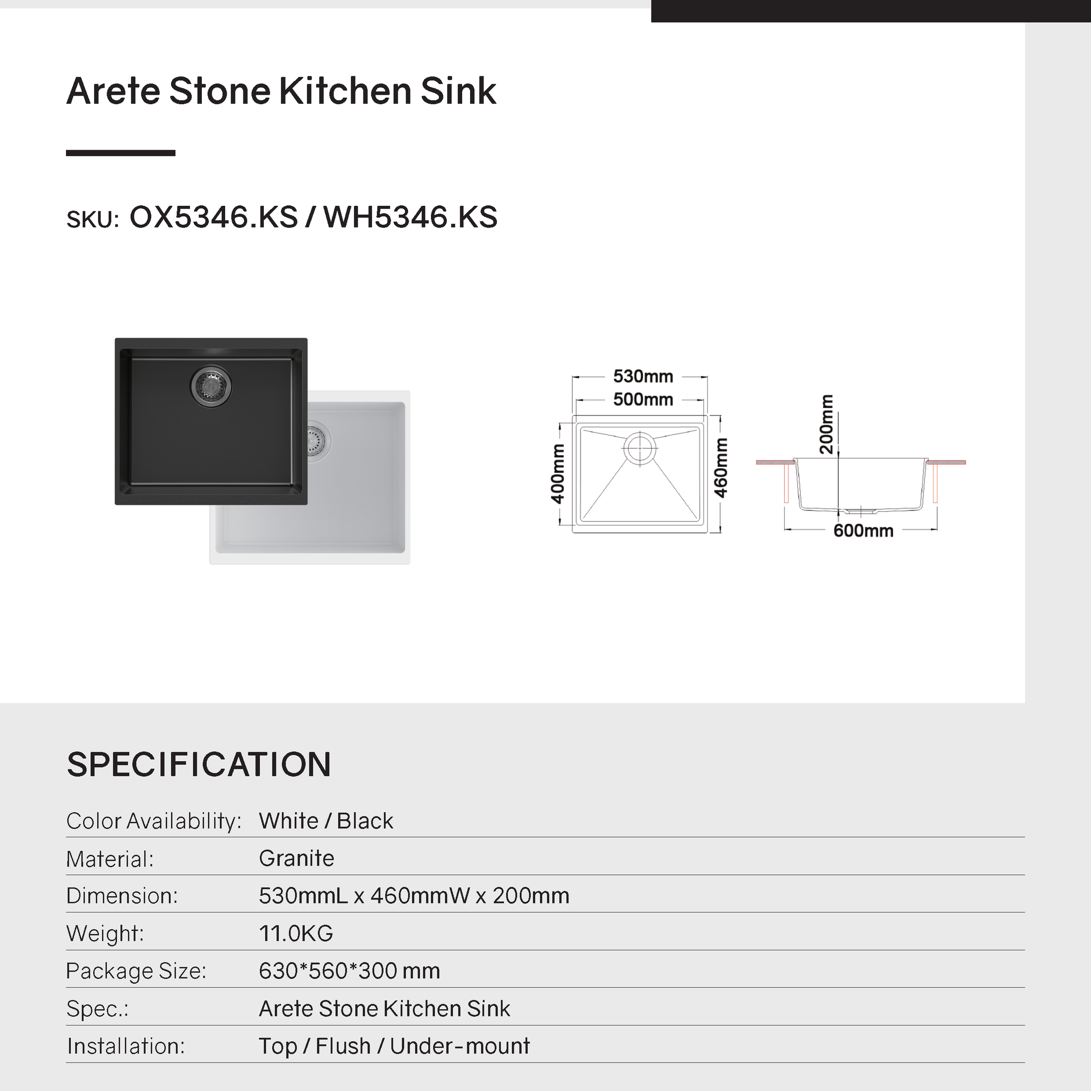 The Carysil Enigma White Granite Stone Sink offers a modern look. Measuring 530x460x220mm, this single bowl sink is a stylish and durable addition to your kitchen. Shop now!-Kitchen Sink-Ezymall AU