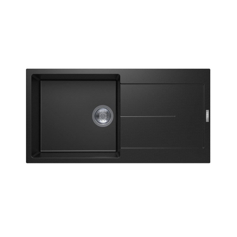 The Carysil Enigma Black Granite Stone Sink offers a modern look. This single bowl sink with draining board (1000x500mm) is a stylish and durable addition to your kitchen. Shop now!-Kitchen Sink-Ezymall AU