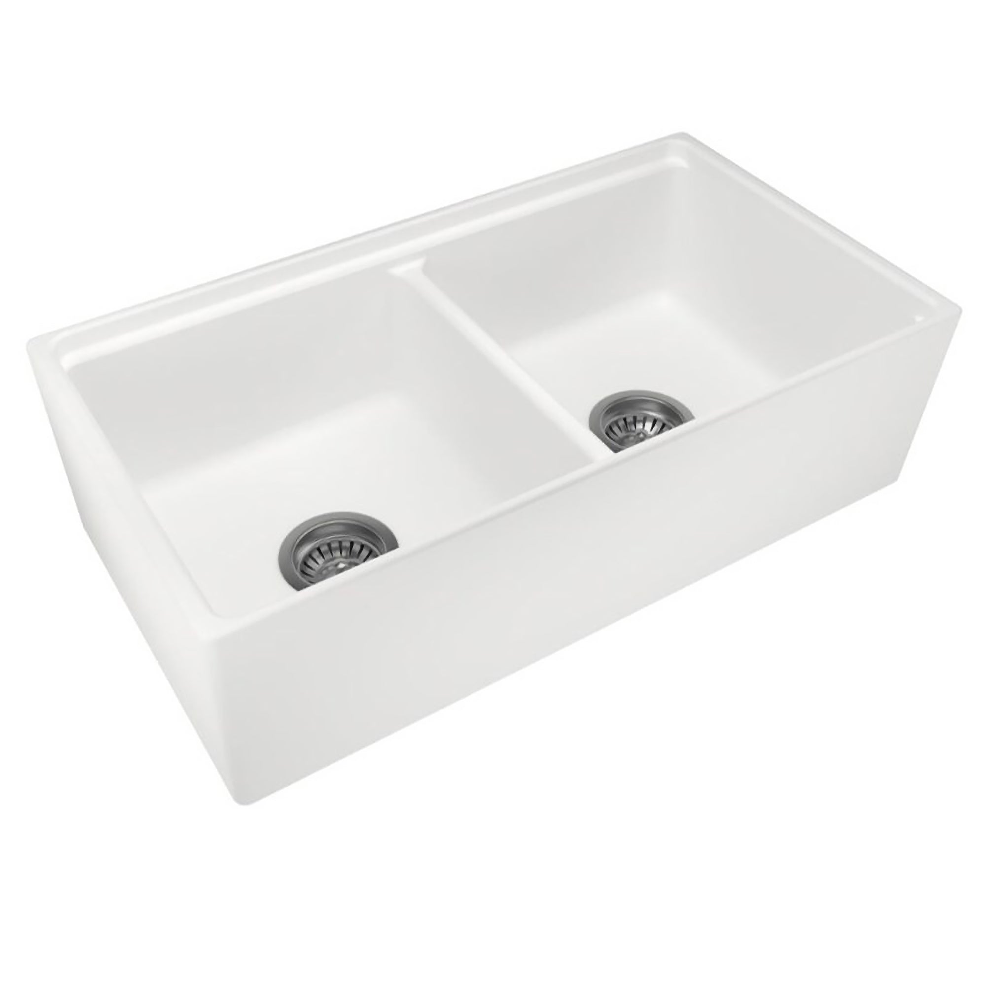 Premium 838mm Carysil fireclay double bowl sink in Snova White. Durable, hygienic and perfect for busy family kitchens.-Kitchen Sink-Ezymall AU