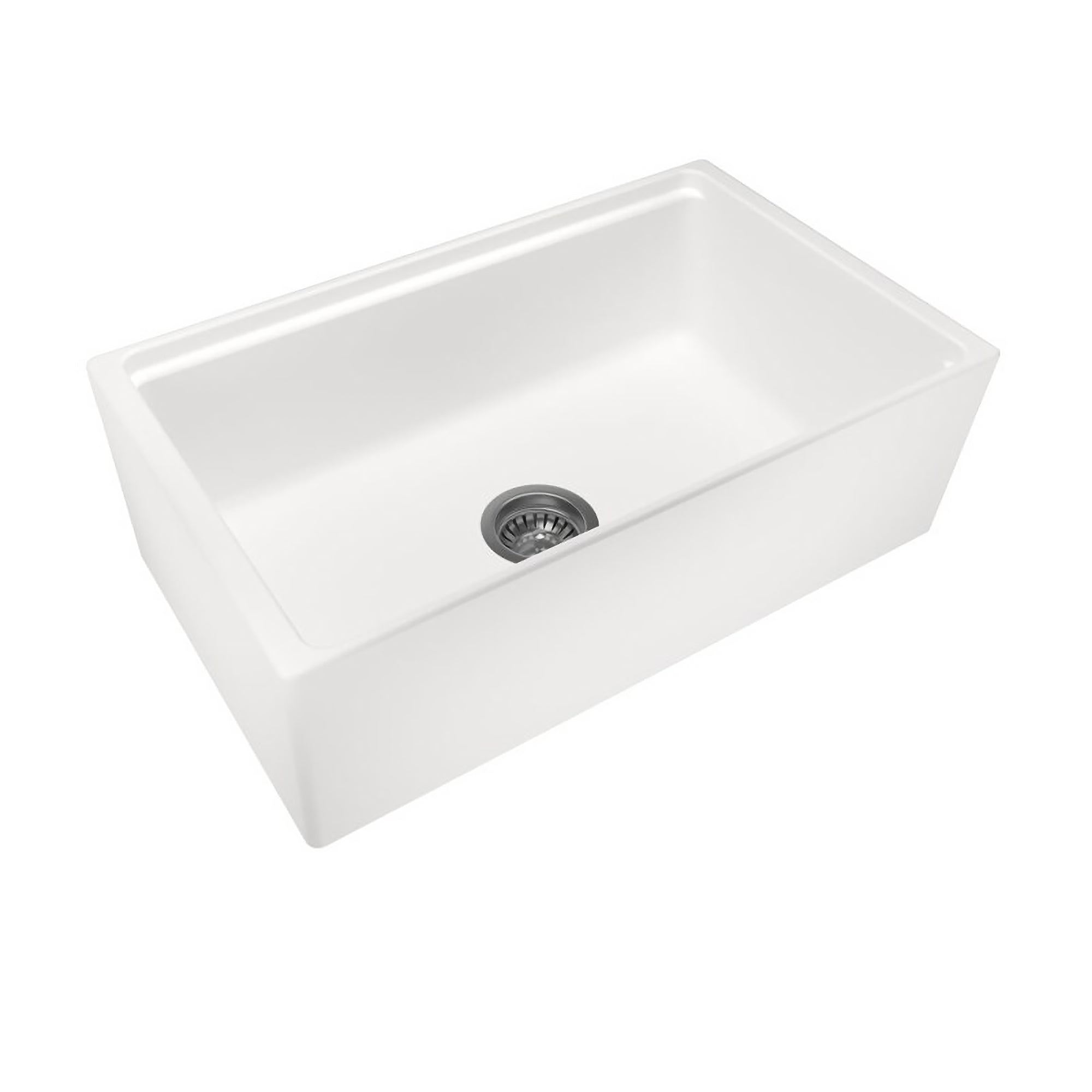 Premium 762mm Carysil fireclay sink in Snova White. Deep single bowl design with chopping board, sink grid and durable fireclay construction.-Kitchen Sink-Ezymall AU