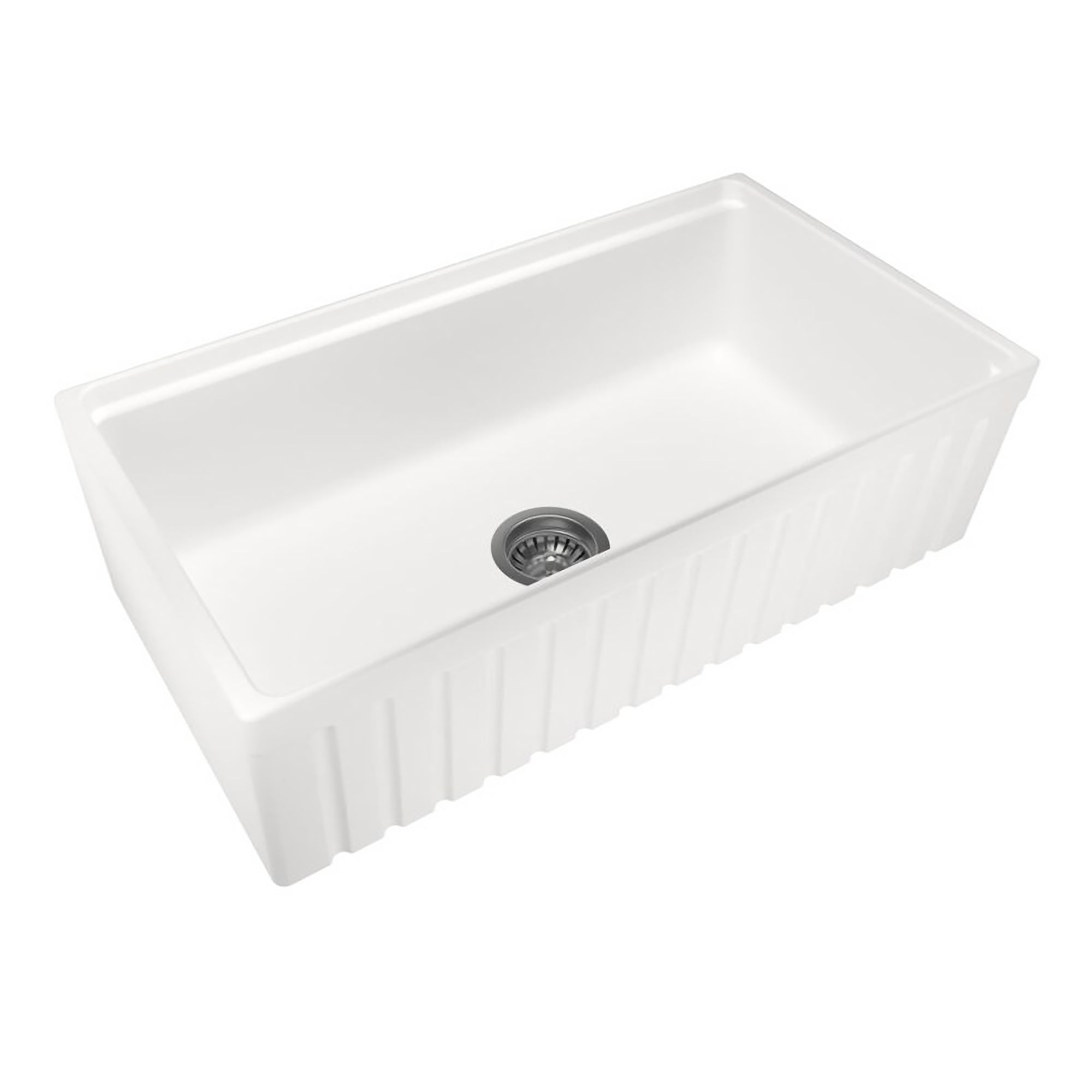 Premium 838mm Carysil fireclay sink in Snova White. Spacious single bowl design with sink grid, chopping board and durable fireclay construction.-Kitchen Sink-Ezymall AU