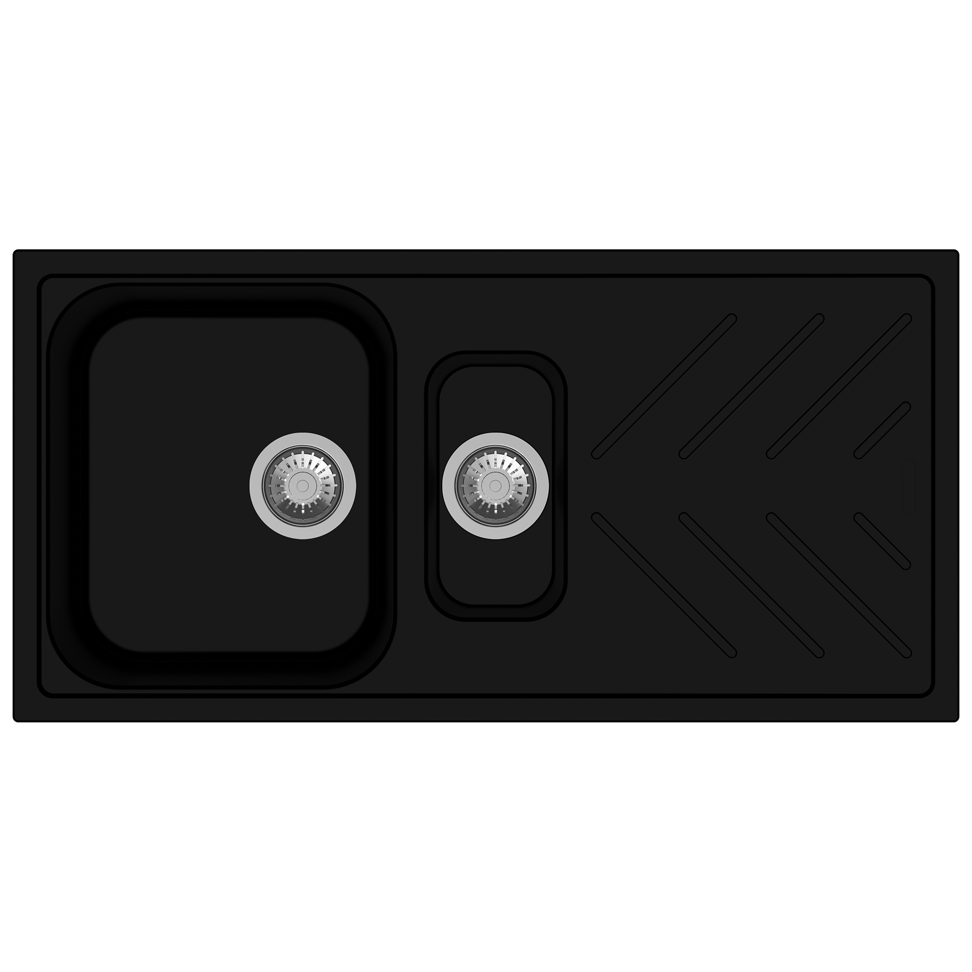 Upgrade to the Carysil Granite 1 & 1/4 Bowl Kitchen Sink with Drain Board in Black. This sink offers style and practicality. Fast Australia wide delivery.-Kitchen Sink-Ezymall AU