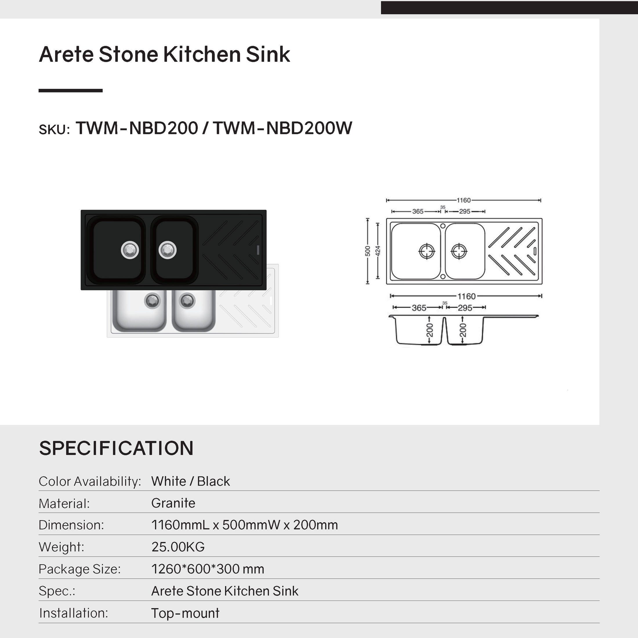 Get the Carysil Granite 1 & 3/4 Bowl Kitchen Sink with Drain Board in Black. Shop now at Ezymall for fast delivery across Australia.-Kitchen Sink-Ezymall AU