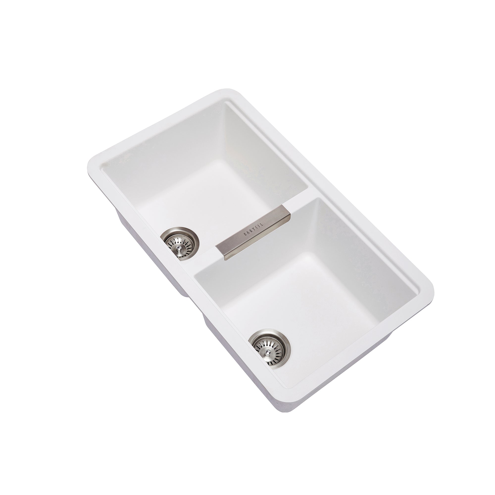 Upgrade your kitchen with the Carysil granite double bowl kitchen sink in white (824x481x241mm). Made from durable granite, this sink combines style and functionality. Perfect for any modern kitchen. Shop now!-Kitchen Sink-Ezymall AU