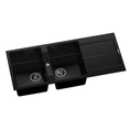 Load image into Gallery viewer, Get the Carysil Granite Double Bowl Kitchen Sink with Drain Board in Black. The Enigma D200 model offers a modern look and practical design. Shop now at Ezymall for fast delivery across Australia.-Kitchen Sink-Ezymall AU
