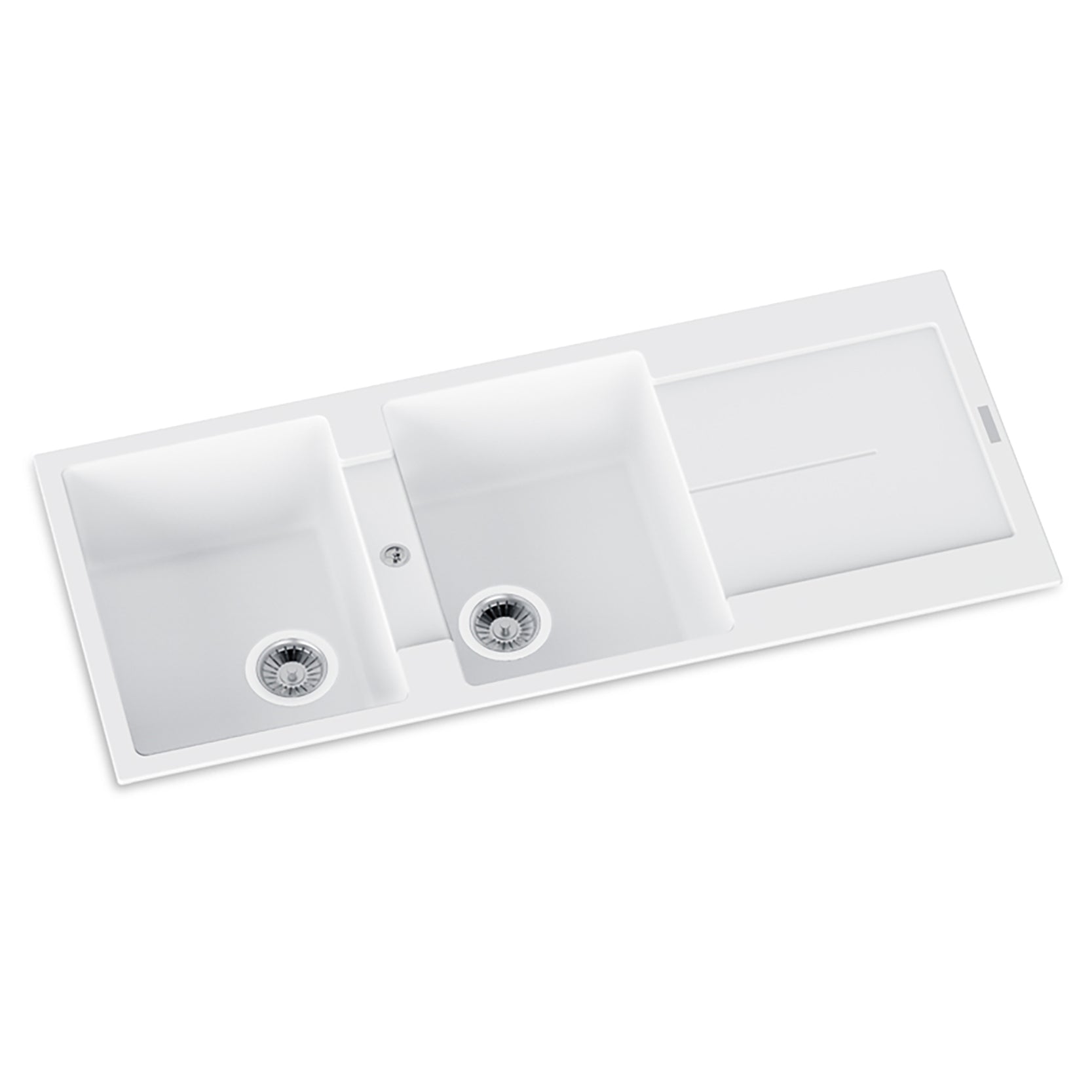Upgrade to the Carysil Granite Double Bowl Kitchen Sink with Drain Board in White. The Enigma D200 model combines functionality with a sleek design. Shop now at Ezymall with fast shipping Australia wide.-Kitchen Sink-Ezymall AU