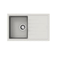Load image into Gallery viewer, White granite single bowl kitchen sink with drainboard made from durable granite quartz stone, offering flexible installation and modern design.-Kitchen Sink-Ezymall AU
