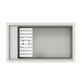 Load image into Gallery viewer, White granite single bowl kitchen sink made from durable granite quartz stone, featuring deep bowl design with bottom grid and colander included.-Kitchen Sink-Ezymall AU
