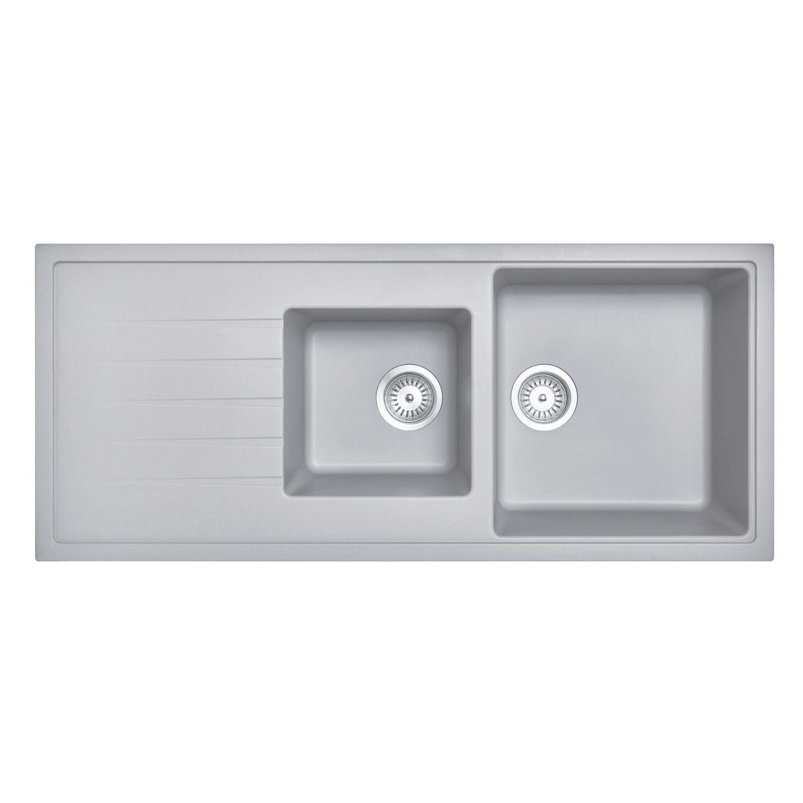 The Carysil Concrete Grey Granite Stone 1 1/2 Bowl Kitchen Sink combines style and functionality. Measuring 1160x500mm, it's a durable addition to your kitchen. Order online!-Kitchen Sink-Ezymall AU