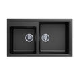 Load image into Gallery viewer, Upgrade your kitchen with the Carysil Granite Stone Double 1 & 3/4 Bowl Kitchen Sink in Black. Measures 860x500x200mm. Shop now for style and durability.-Kitchen Sink-Ezymall AU
