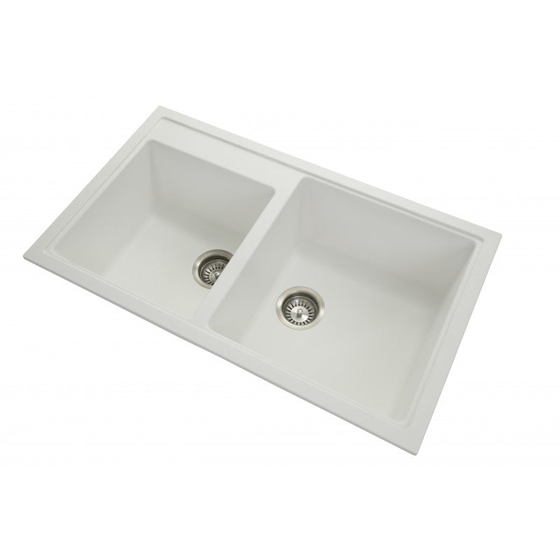Upgrade your kitchen with the Carysil granite stone 1 & 3/4 bowl kitchen sink in white. Measuring 860x500x200mm, it combines durability with a sleek design.-Kitchen Sink-Ezymall AU